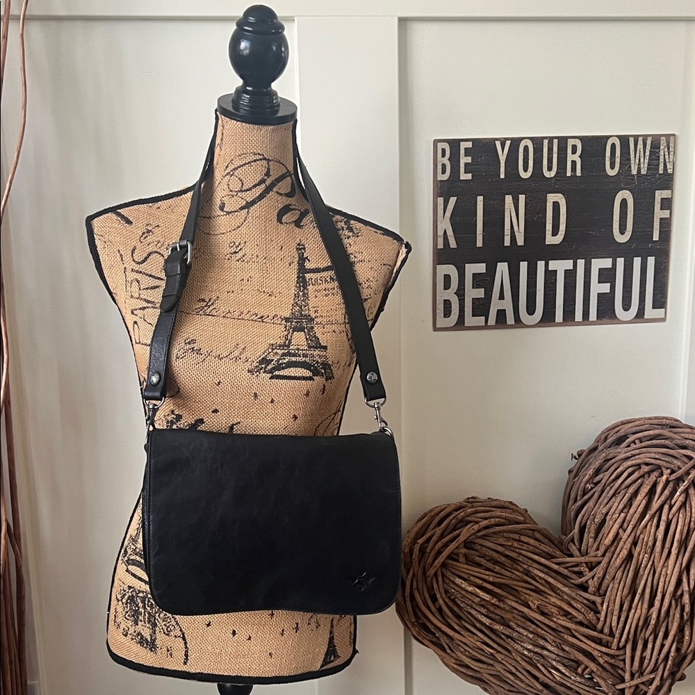 Patricia Nash Vita Black Leather Crossbody Bag